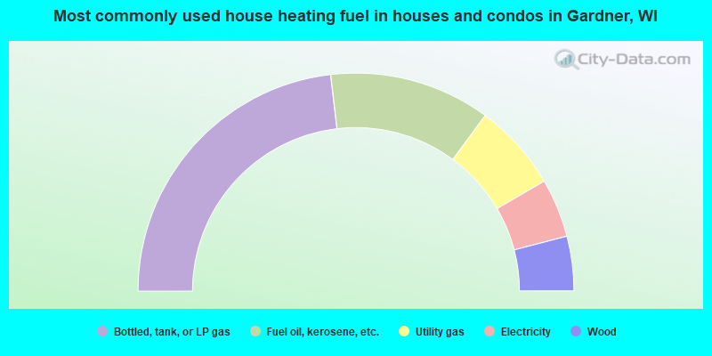 Most commonly used house heating fuel in houses and condos in Gardner, WI
