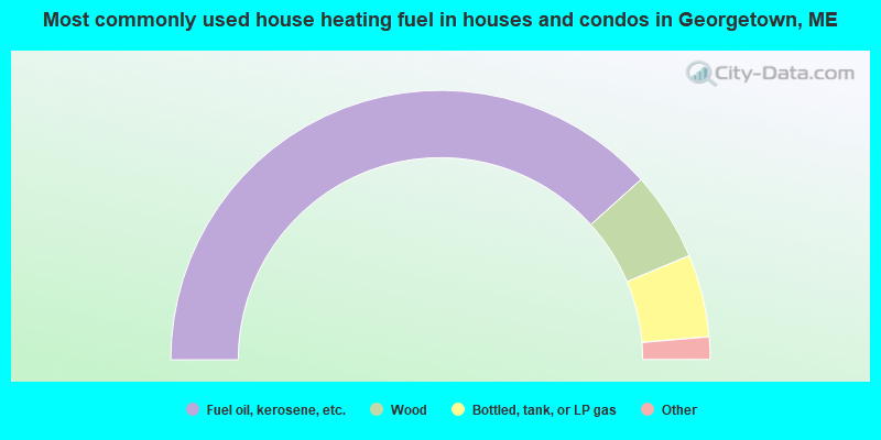 Most commonly used house heating fuel in houses and condos in Georgetown, ME