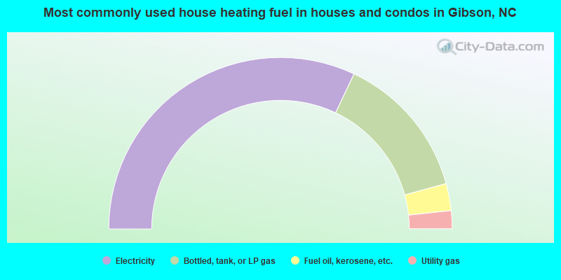 Most commonly used house heating fuel in houses and condos in Gibson, NC
