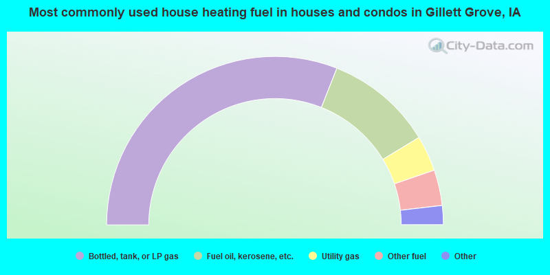 Most commonly used house heating fuel in houses and condos in Gillett Grove, IA