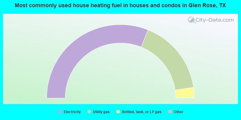 Most commonly used house heating fuel in houses and condos in Glen Rose, TX