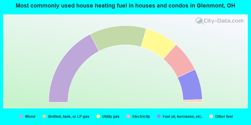 Most commonly used house heating fuel in houses and condos in Glenmont, OH
