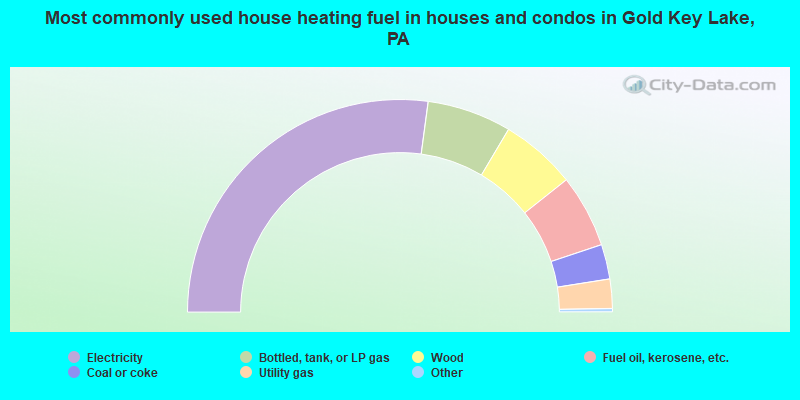 Most commonly used house heating fuel in houses and condos in Gold Key Lake, PA