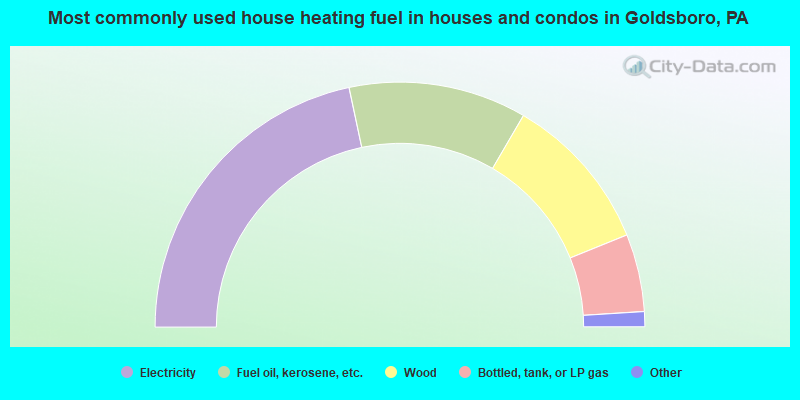 Most commonly used house heating fuel in houses and condos in Goldsboro, PA