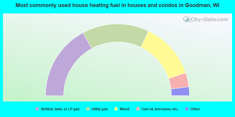 Most commonly used house heating fuel in houses and condos in Goodman, WI