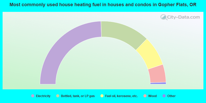 Most commonly used house heating fuel in houses and condos in Gopher Flats, OR