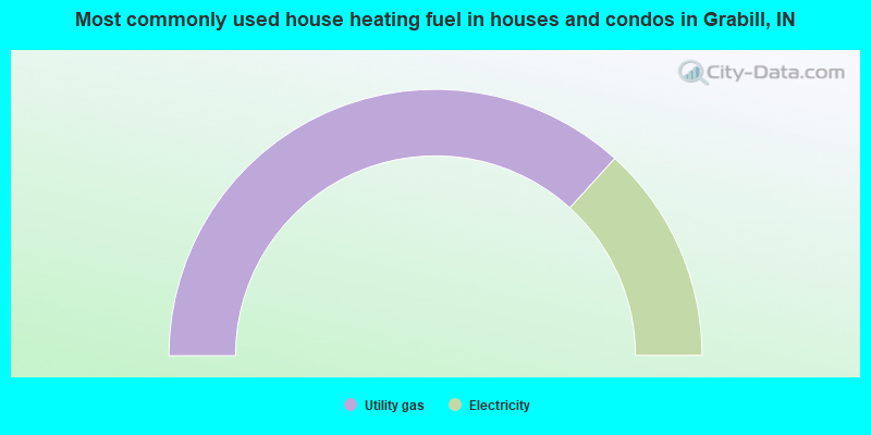 Most commonly used house heating fuel in houses and condos in Grabill, IN