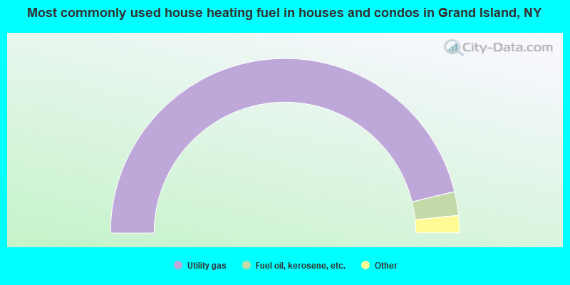 Most commonly used house heating fuel in houses and condos in Grand Island, NY