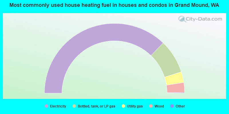 Most commonly used house heating fuel in houses and condos in Grand Mound, WA
