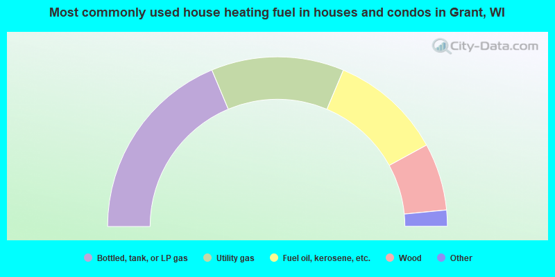 Most commonly used house heating fuel in houses and condos in Grant, WI