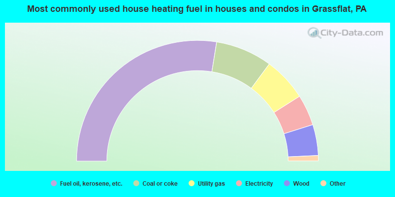 Most commonly used house heating fuel in houses and condos in Grassflat, PA