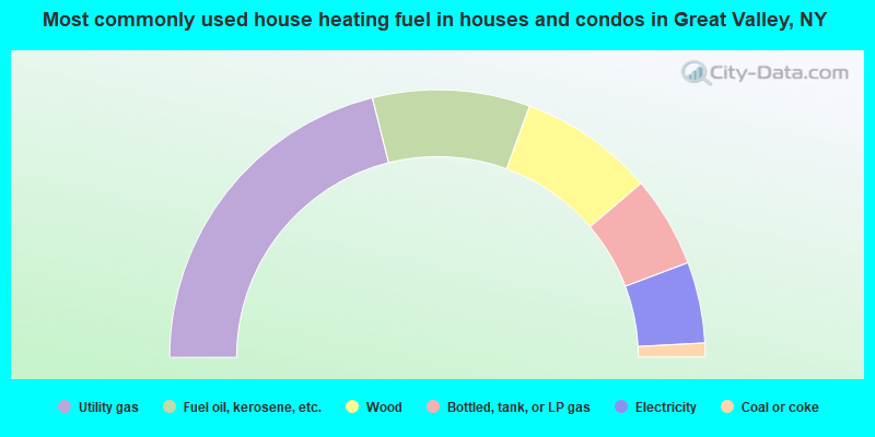 Most commonly used house heating fuel in houses and condos in Great Valley, NY