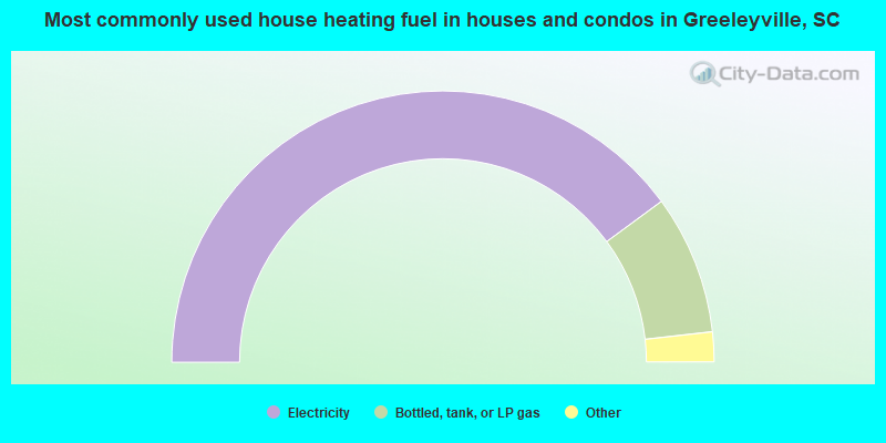Most commonly used house heating fuel in houses and condos in Greeleyville, SC