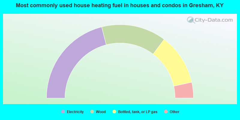 Most commonly used house heating fuel in houses and condos in Gresham, KY