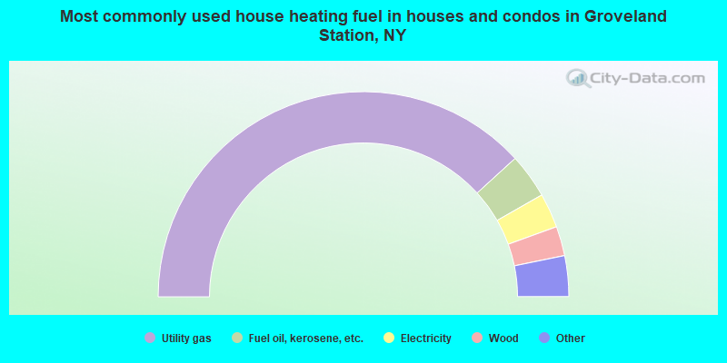 Most commonly used house heating fuel in houses and condos in Groveland Station, NY