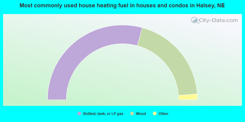 Most commonly used house heating fuel in houses and condos in Halsey, NE