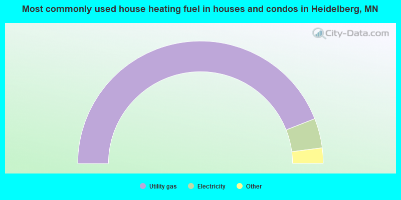 Most commonly used house heating fuel in houses and condos in Heidelberg, MN