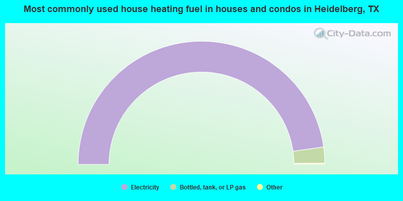 Most commonly used house heating fuel in houses and condos in Heidelberg, TX