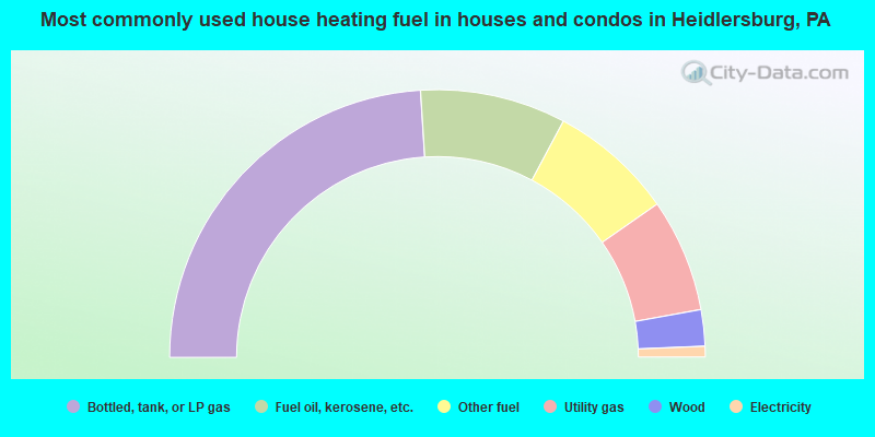Most commonly used house heating fuel in houses and condos in Heidlersburg, PA