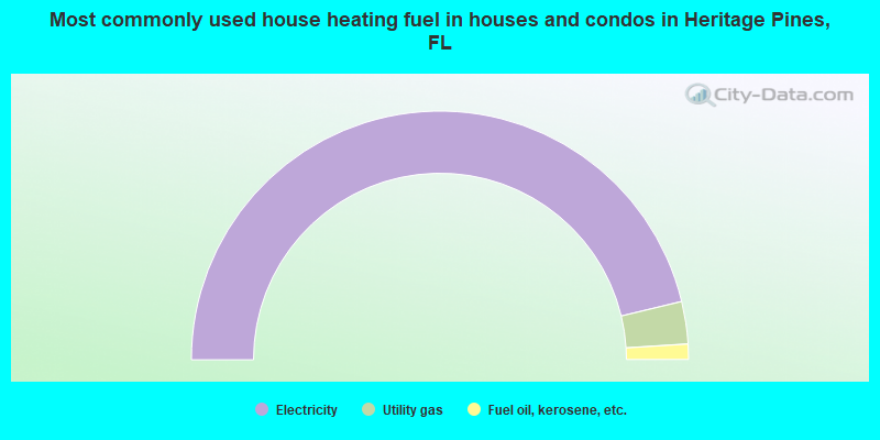 Most commonly used house heating fuel in houses and condos in Heritage Pines, FL