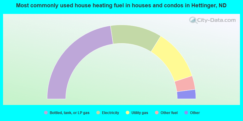 Most commonly used house heating fuel in houses and condos in Hettinger, ND
