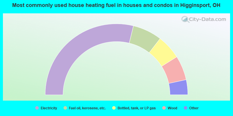Most commonly used house heating fuel in houses and condos in Higginsport, OH