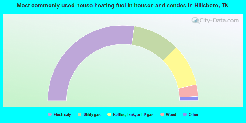 Most commonly used house heating fuel in houses and condos in Hillsboro, TN
