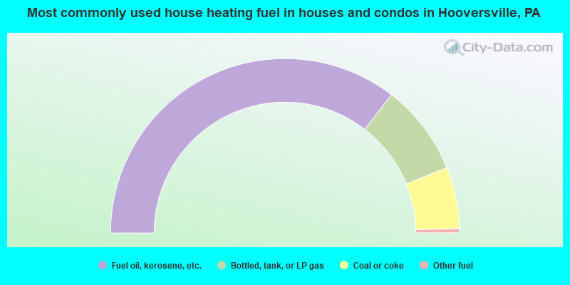 Most commonly used house heating fuel in houses and condos in Hooversville, PA