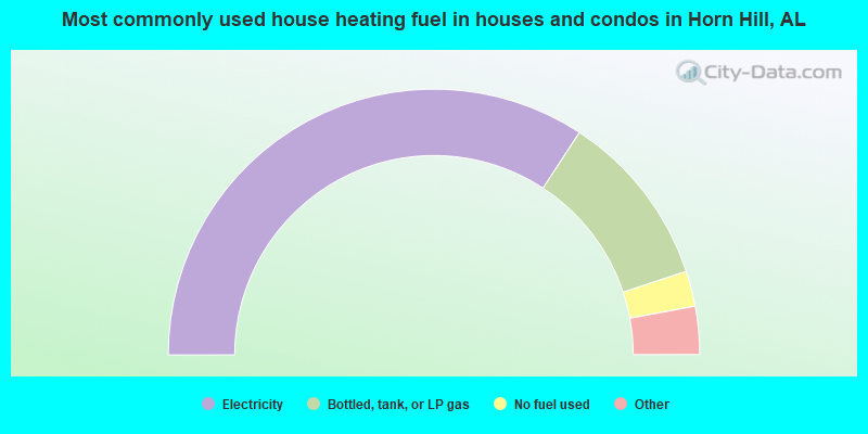 Most commonly used house heating fuel in houses and condos in Horn Hill, AL