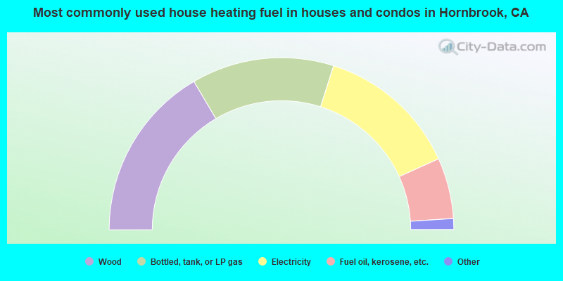 Most commonly used house heating fuel in houses and condos in Hornbrook, CA