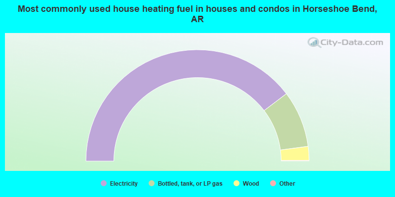 Most commonly used house heating fuel in houses and condos in Horseshoe Bend, AR