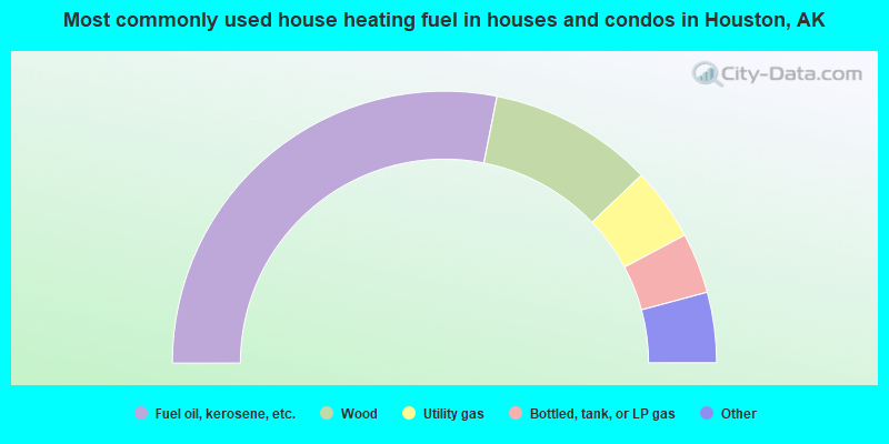 Most commonly used house heating fuel in houses and condos in Houston, AK