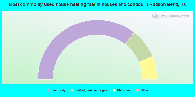 Most commonly used house heating fuel in houses and condos in Hudson Bend, TX