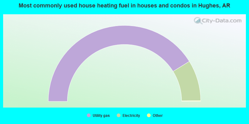 Most commonly used house heating fuel in houses and condos in Hughes, AR