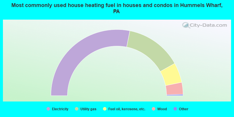 Most commonly used house heating fuel in houses and condos in Hummels Wharf, PA