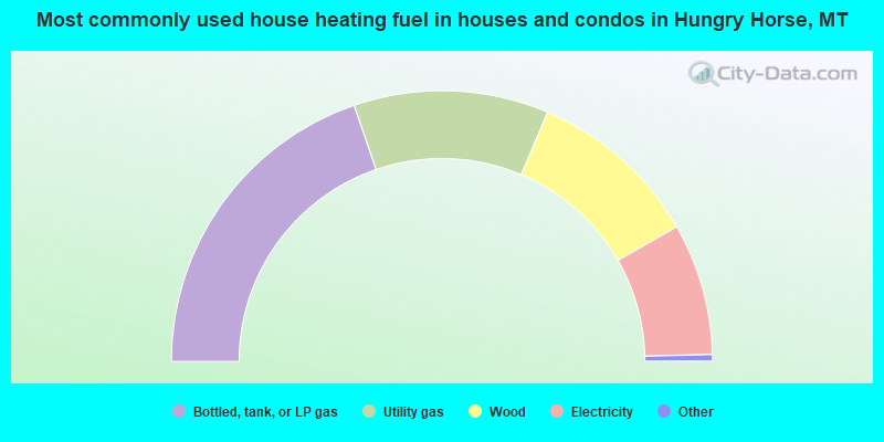 Most commonly used house heating fuel in houses and condos in Hungry Horse, MT
