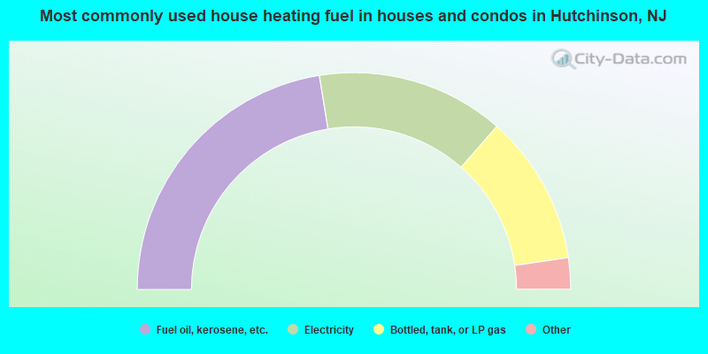 Most commonly used house heating fuel in houses and condos in Hutchinson, NJ