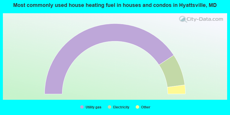 Most commonly used house heating fuel in houses and condos in Hyattsville, MD