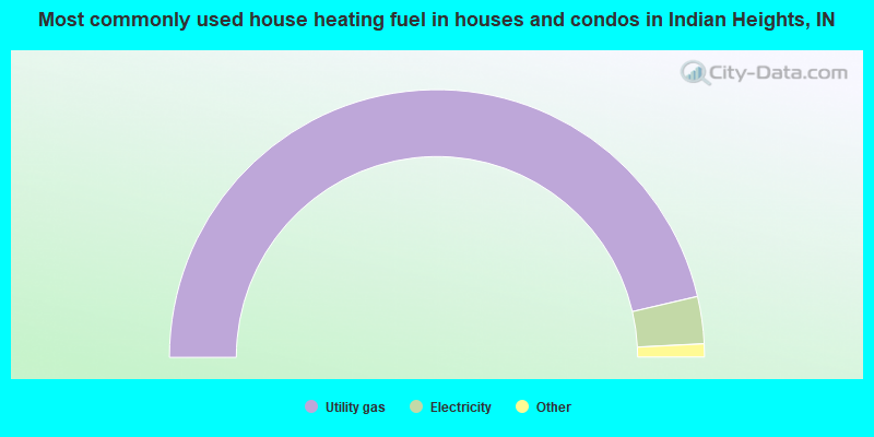 Most commonly used house heating fuel in houses and condos in Indian Heights, IN