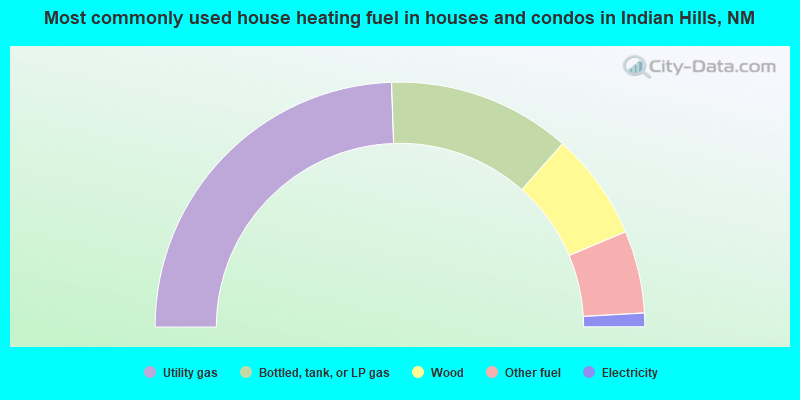 Most commonly used house heating fuel in houses and condos in Indian Hills, NM