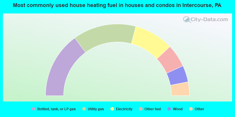 Most commonly used house heating fuel in houses and condos in Intercourse, PA