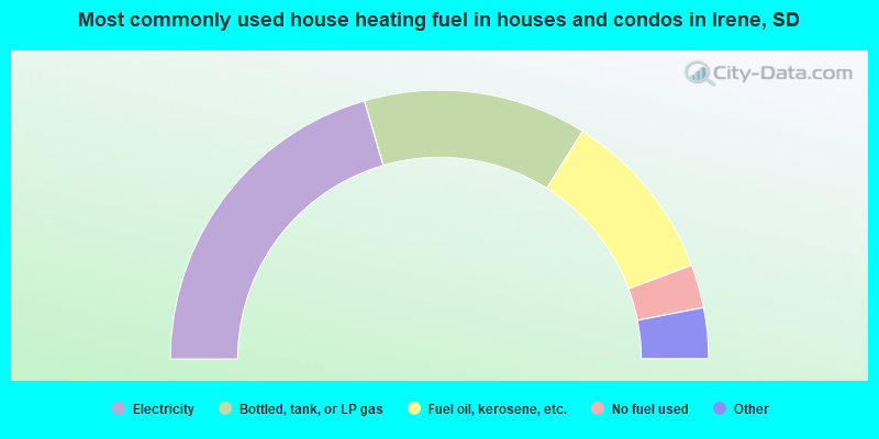 Most commonly used house heating fuel in houses and condos in Irene, SD