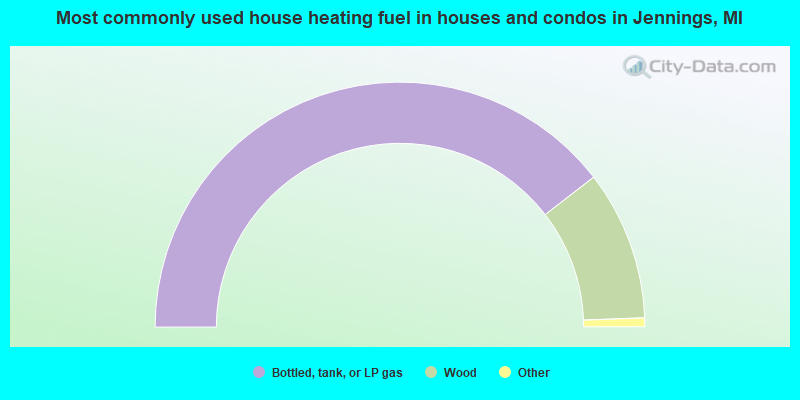 Most commonly used house heating fuel in houses and condos in Jennings, MI