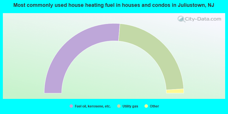 Most commonly used house heating fuel in houses and condos in Juliustown, NJ
