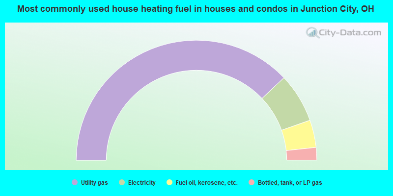 Most commonly used house heating fuel in houses and condos in Junction City, OH