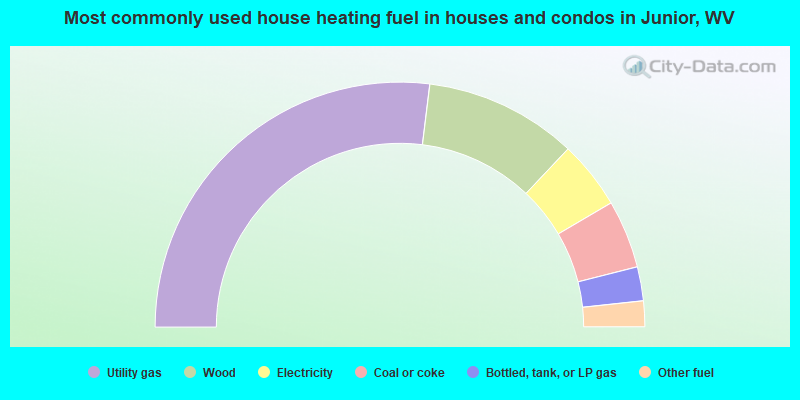 Most commonly used house heating fuel in houses and condos in Junior, WV
