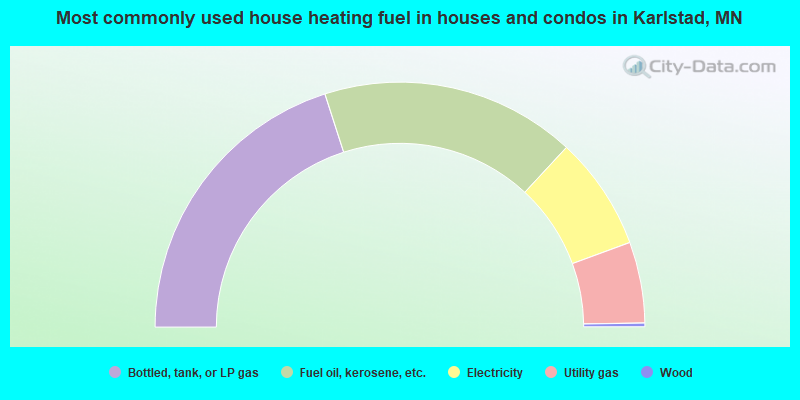 Most commonly used house heating fuel in houses and condos in Karlstad, MN