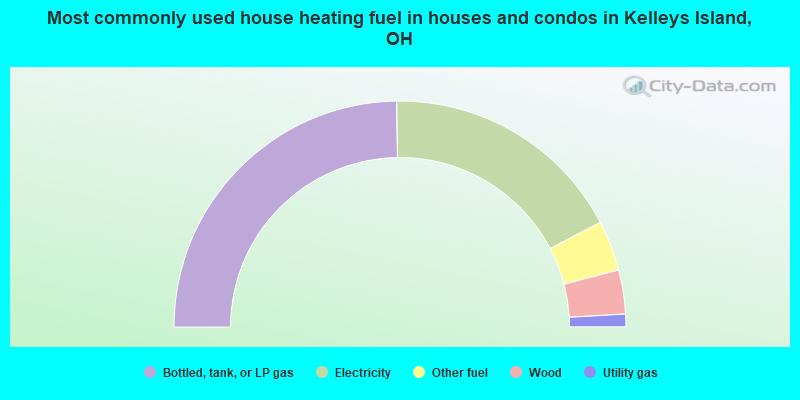 Most commonly used house heating fuel in houses and condos in Kelleys Island, OH