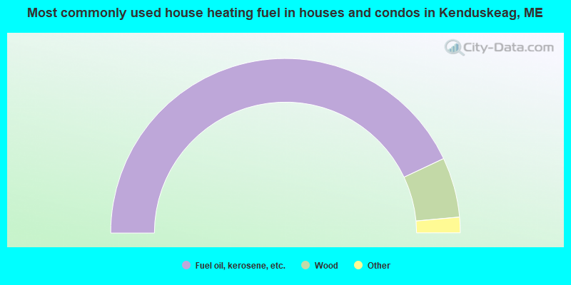 Most commonly used house heating fuel in houses and condos in Kenduskeag, ME