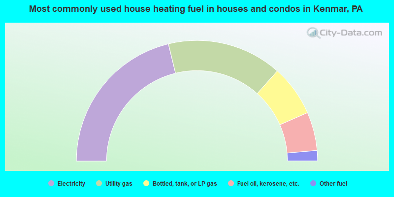 Most commonly used house heating fuel in houses and condos in Kenmar, PA